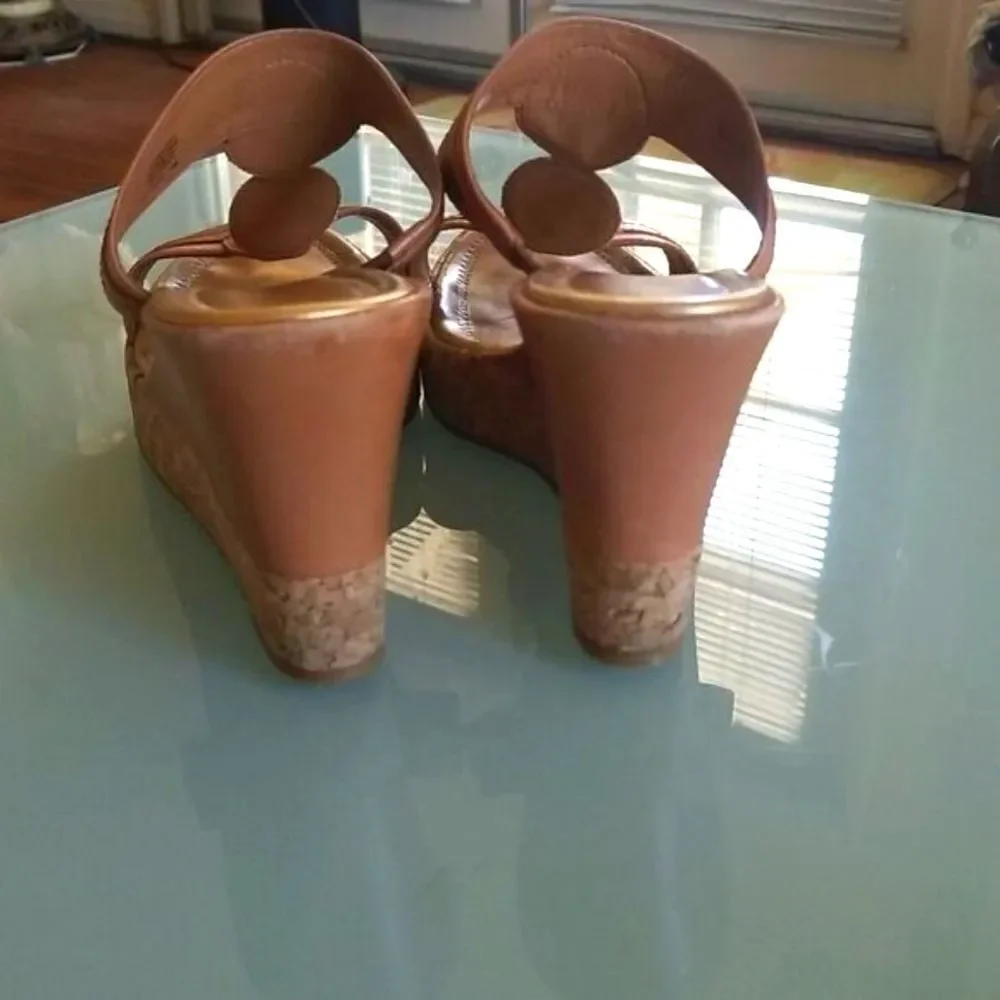 ANTONIO MELANI Jisile Y2K Leather Stone Wedges Coquette Girl Boho Chic Sz 10